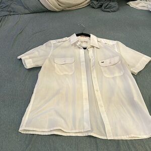 DVF white button down blouse.